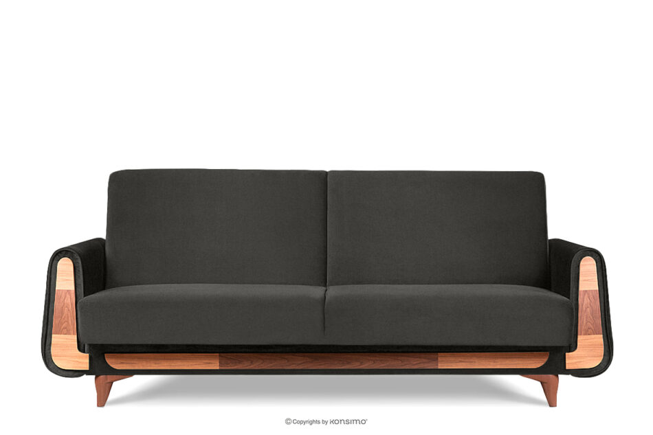 GUSTAVO Szara sofa rozkładana welur antracytowy - zdjęcie 0