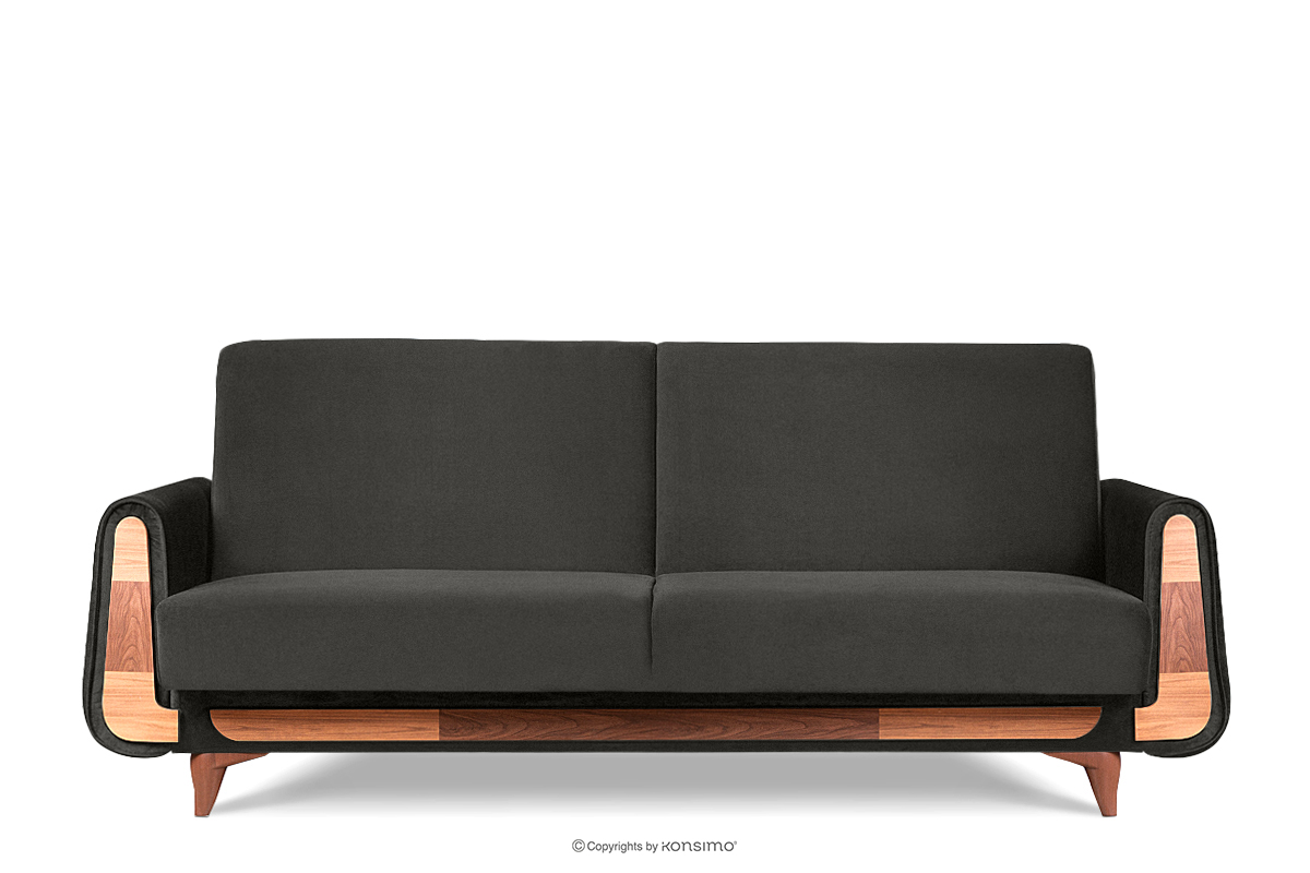 Szara sofa rozkładana welur