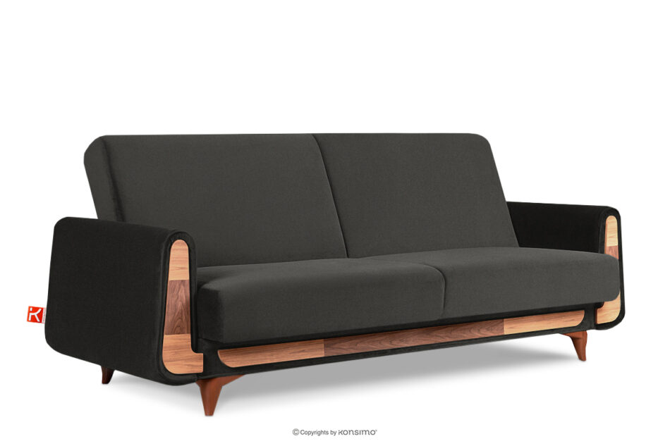 GUSTAVO Szara sofa rozkładana welur antracytowy - zdjęcie 2