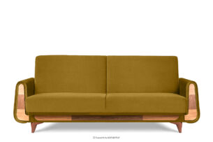 GUSTAVO, https://konsimo.pl/kolekcja/gustavo/ Żółta sofa rozkładana welur żółty - zdjęcie