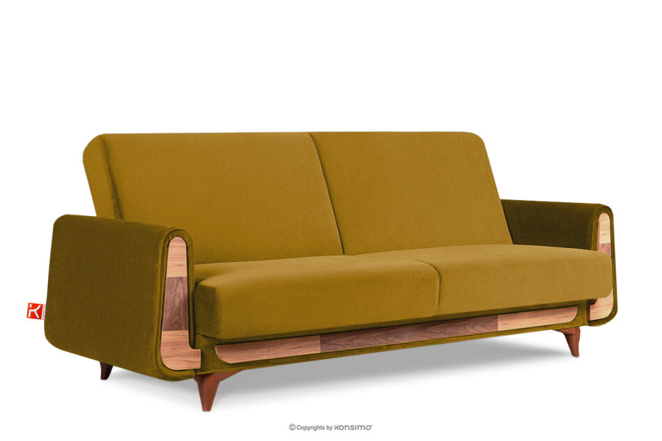 GUSTAVO Żółta sofa rozkładana welur żółty - zdjęcie 2