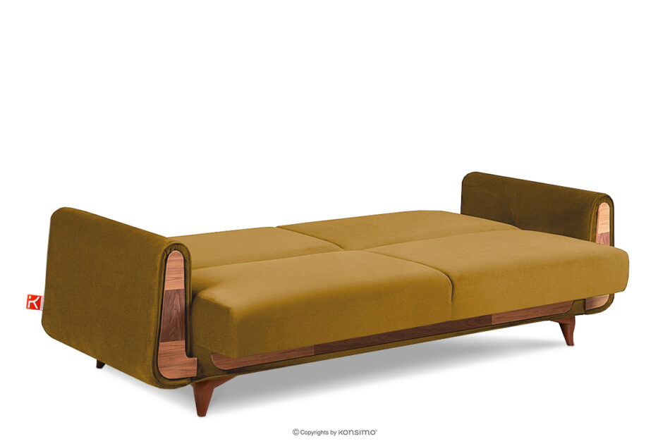 GUSTAVO Żółta sofa rozkładana welur żółty - zdjęcie 5