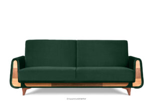 GUSTAVO, https://konsimo.pl/kolekcja/gustavo/ Zielona sofa rozkładana welur ciemny zielony - zdjęcie