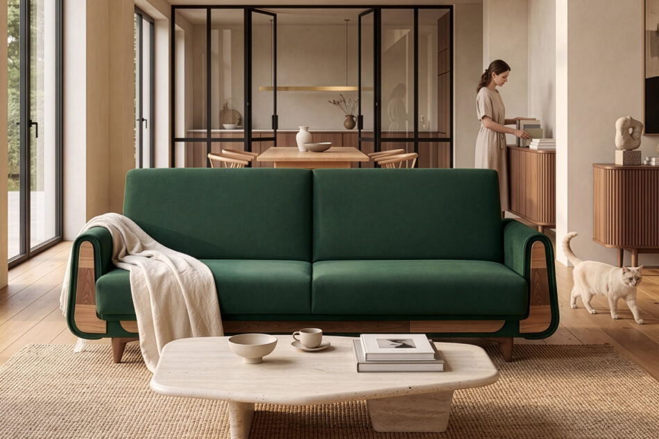 GUSTAVO Zielona sofa rozkładana welur ciemny zielony - zdjęcie 8