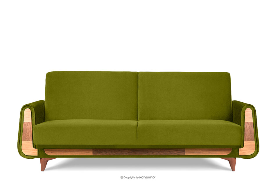 GUSTAVO Oliwkowa sofa rozkładana welur oliwkowy - zdjęcie 0