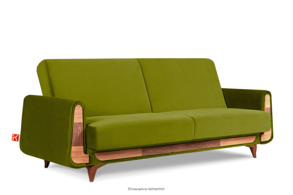 GUSTAVO Oliwkowa sofa rozkładana welur oliwkowy - zdjęcie 2