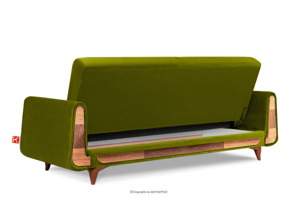 GUSTAVO Oliwkowa sofa rozkładana welur oliwkowy - zdjęcie 3
