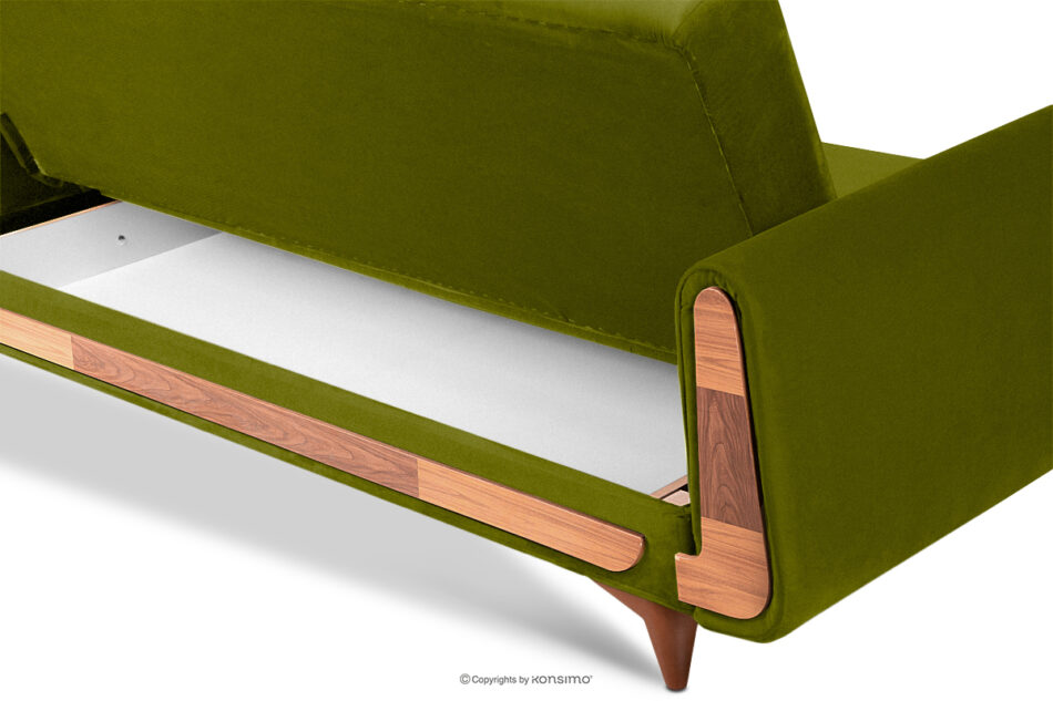 GUSTAVO Oliwkowa sofa rozkładana welur oliwkowy - zdjęcie 4