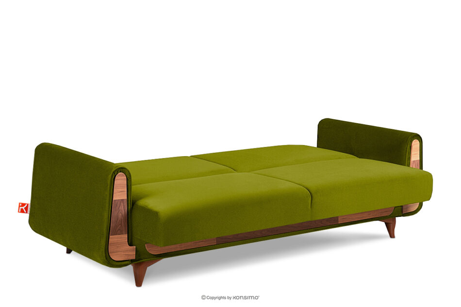 GUSTAVO Oliwkowa sofa rozkładana welur oliwkowy - zdjęcie 5