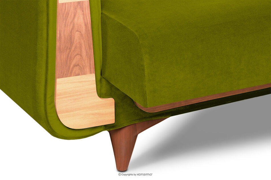 GUSTAVO Oliwkowa sofa rozkładana welur oliwkowy - zdjęcie 6