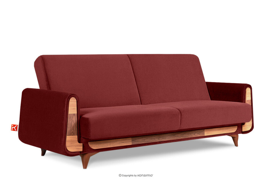 GUSTAVO Czerwona sofa rozkładana welur bordowy - zdjęcie 2