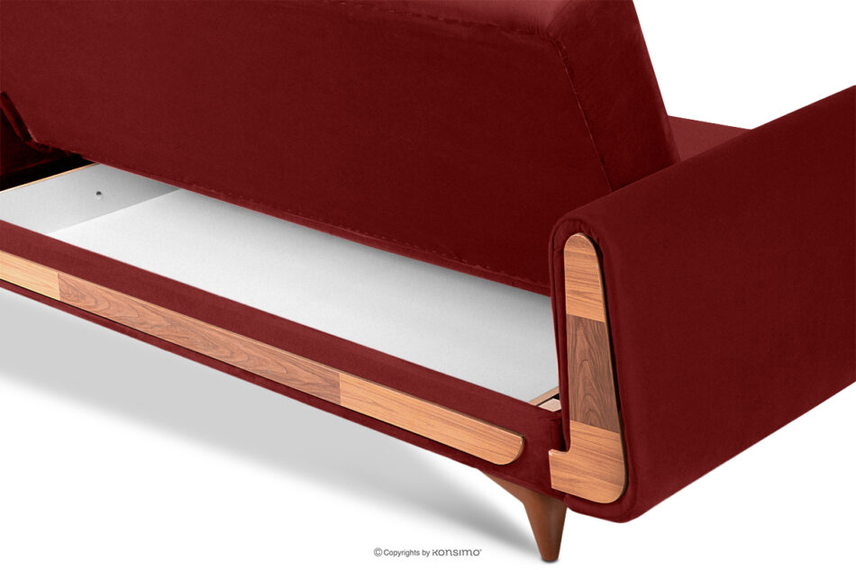 GUSTAVO Czerwona sofa rozkładana welur bordowy - zdjęcie 4
