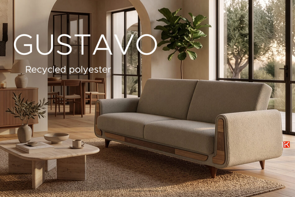 GUSTAVO Sofa trzyosobowa w tkaninie baranek szarobeżowy szarobeżowy - zdjęcie 12