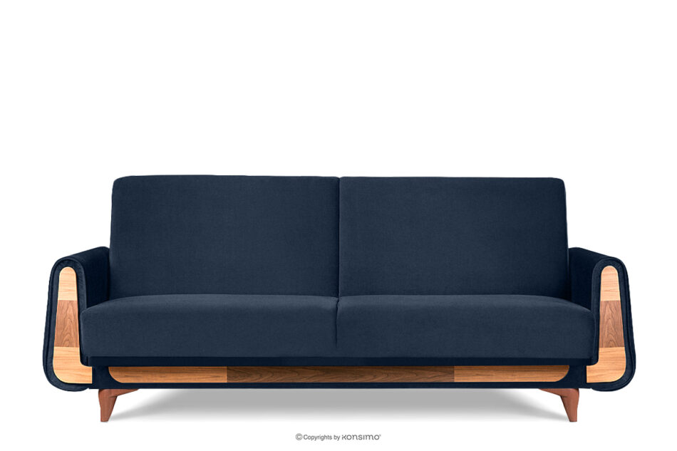 GUSTAVO Granatowa sofa rozkładana welur granatowy - zdjęcie 0