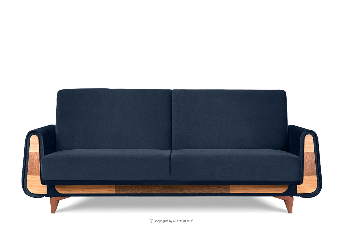 Granatowa sofa rozkładana welur