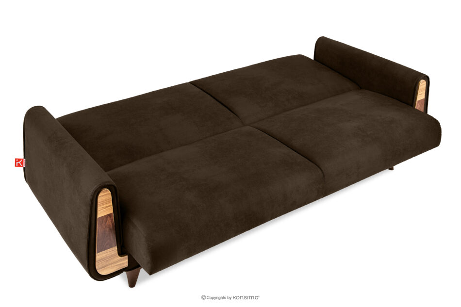 GUSTAVO II Sofa trzyosobowa rozkładana imitacja zamszu brązowy brązowy - zdjęcie 4