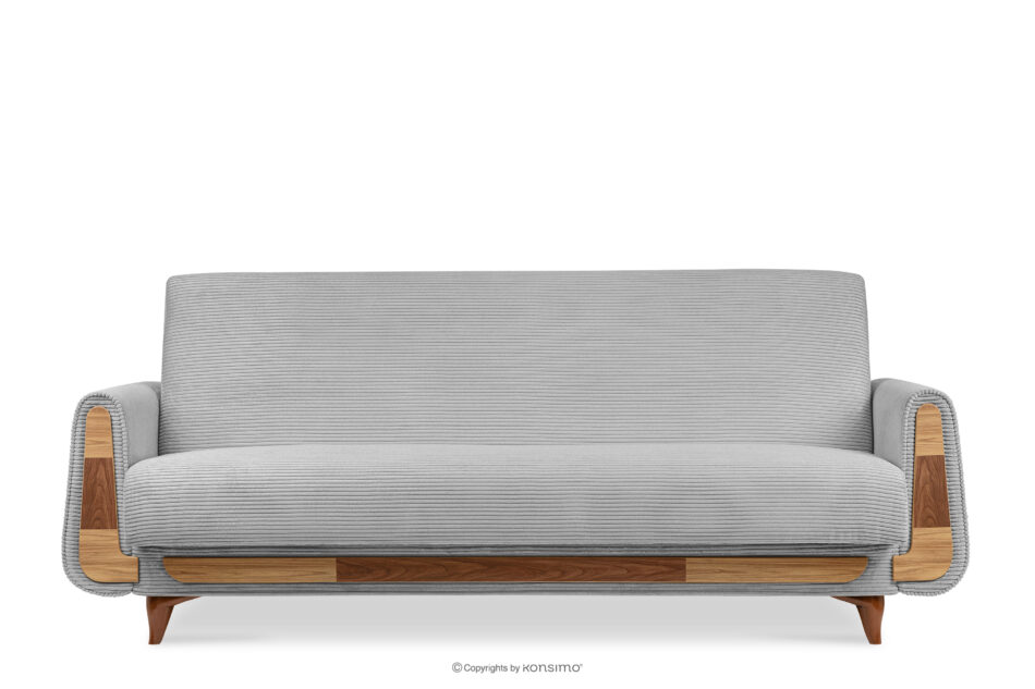 GUSTAVO II Sofa trzyosobowa rozkładana w tkaninie sztruks jasny szary jasny szary - zdjęcie 0