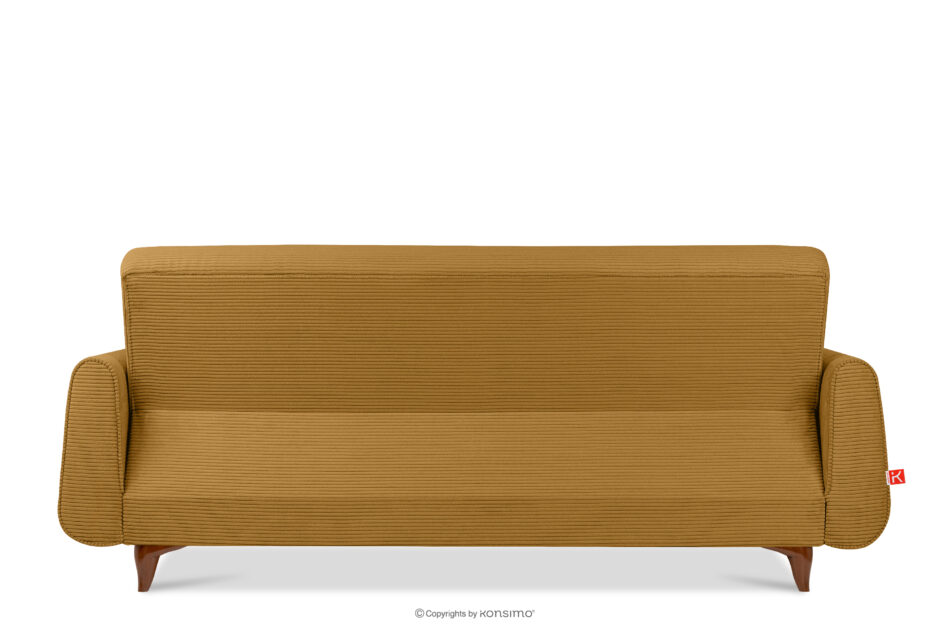 GUSTAVO II Sofa trzyosobowa rozkładana w tkaninie sztruks żółty żółty - zdjęcie 3