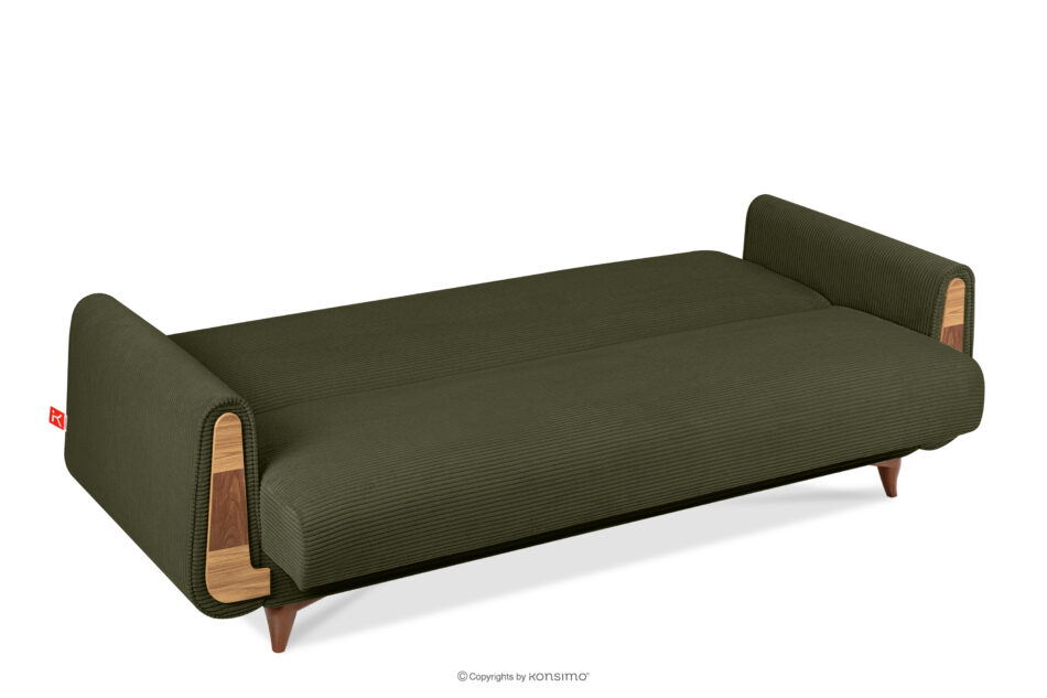 GUSTAVO II Sofa trzyosobowa rozkładana w tkaninie sztruks oliwkowy oliwkowy - zdjęcie 4