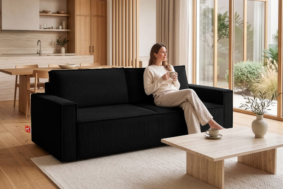 NAPI Sofa 3 rozkładana sztruks czarny czarny - zdjęcie 25