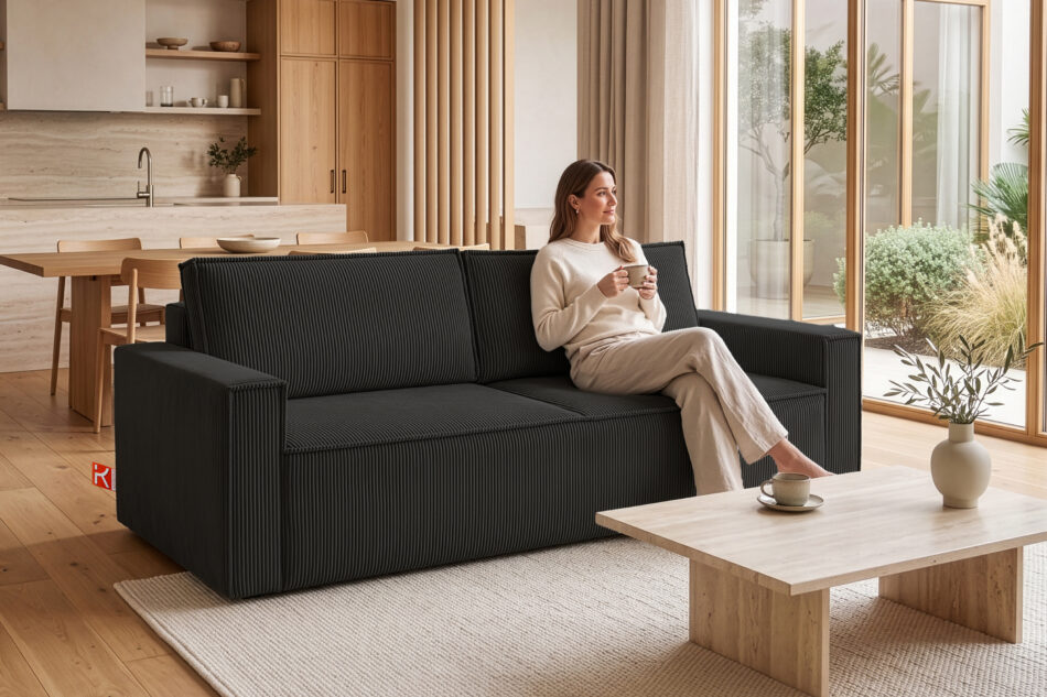 NAPI Sofa 3 rozkładana sztruks ciemnoszara ciemny szary - zdjęcie 25