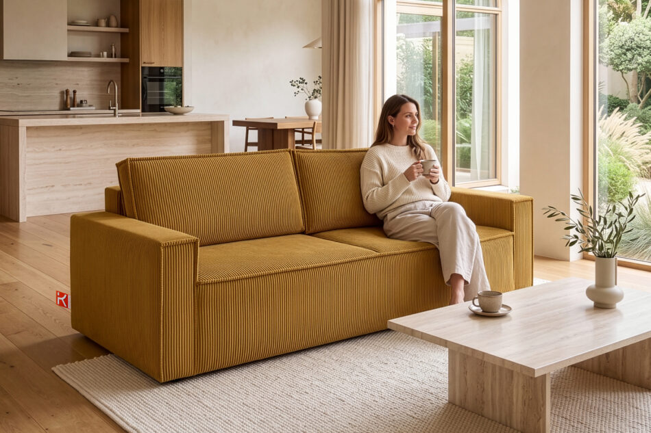 NAPI Sofa 3 rozkładana sztruks żółta żółty - zdjęcie 22