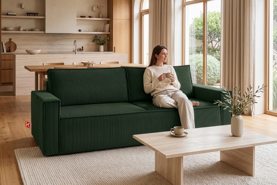 NAPI Sofa 3 rozkładana sztruks ciemnozielona ciemny zielony - zdjęcie 25