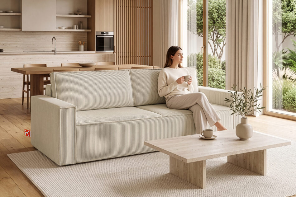 NAPI Sofa 3 rozkładana sztruks kremowa kremowy - zdjęcie 22
