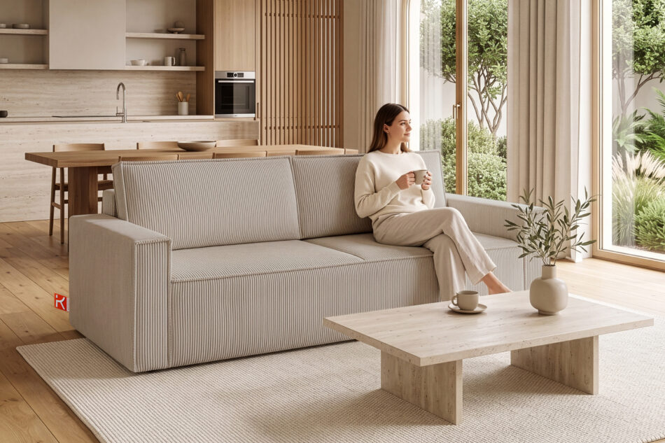 NAPI Sofa 3 rozkładana sztruks beżowa beżowy - zdjęcie 25