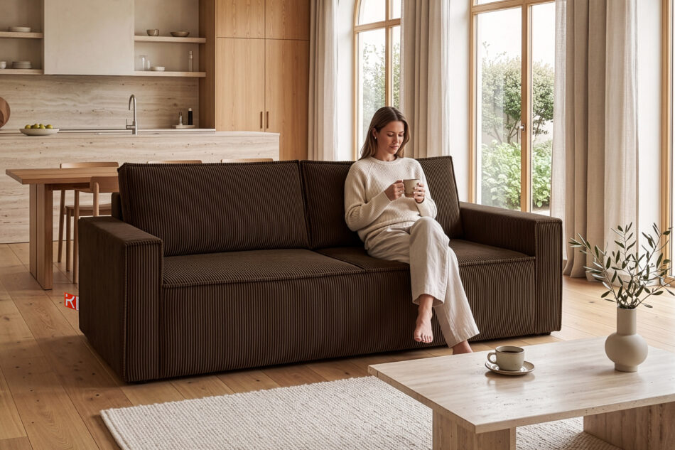 NAPI Sofa 3 rozkładana sztruks ciemny brązowy ciemny brązowy - zdjęcie 25