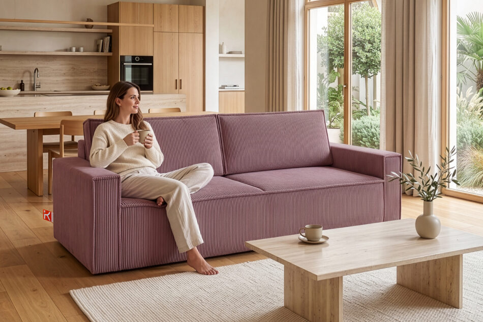 NAPI Sofa 3 rozkładana sztruks jasny fioletowy jasny fioletowy - zdjęcie 18