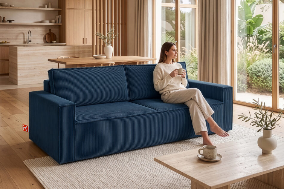 NAPI Sofa 3 rozkładana sztruks granatowy granatowy - zdjęcie 22