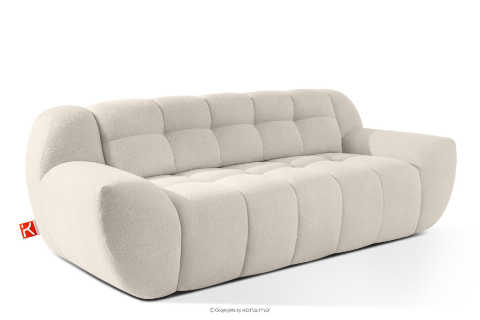 BALU Sofa trzyosobowa z funkcją spania na stelażu włoskim w stylu japandi biały biały - zdjęcie 2