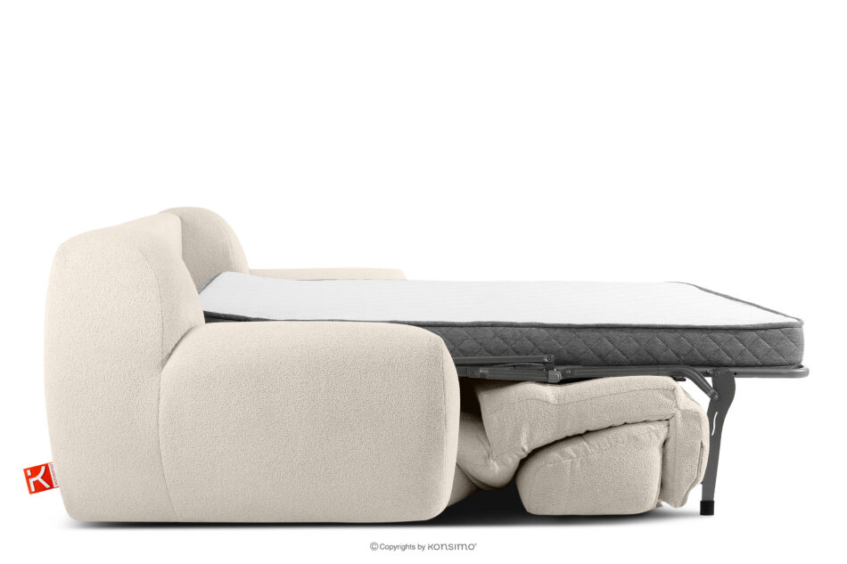 BALU Sofa trzyosobowa z funkcją spania na stelażu włoskim w stylu japandi biały biały - zdjęcie 6