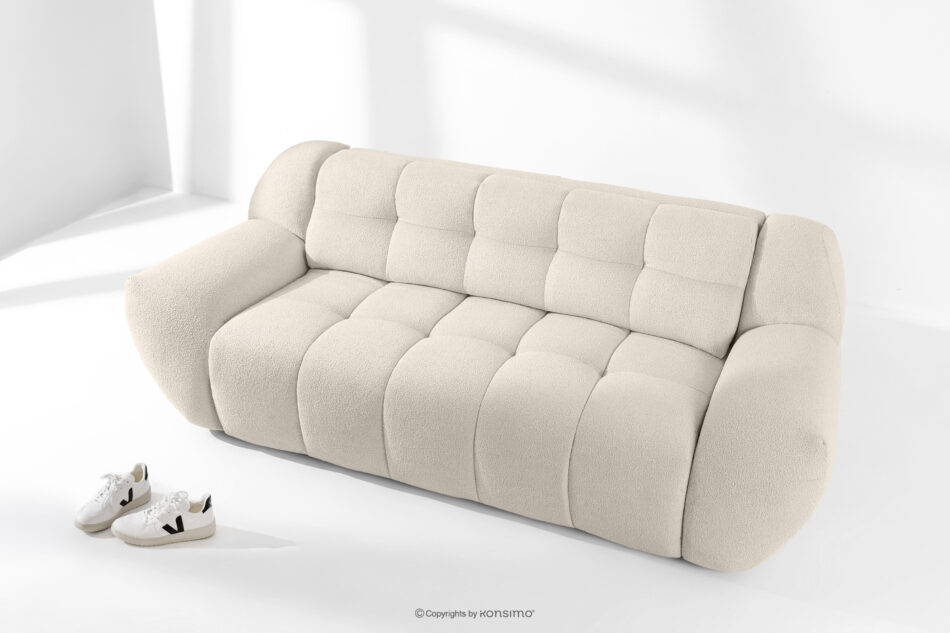 BALU Sofa trzyosobowa z funkcją spania na stelażu włoskim w stylu japandi biały biały - zdjęcie 1