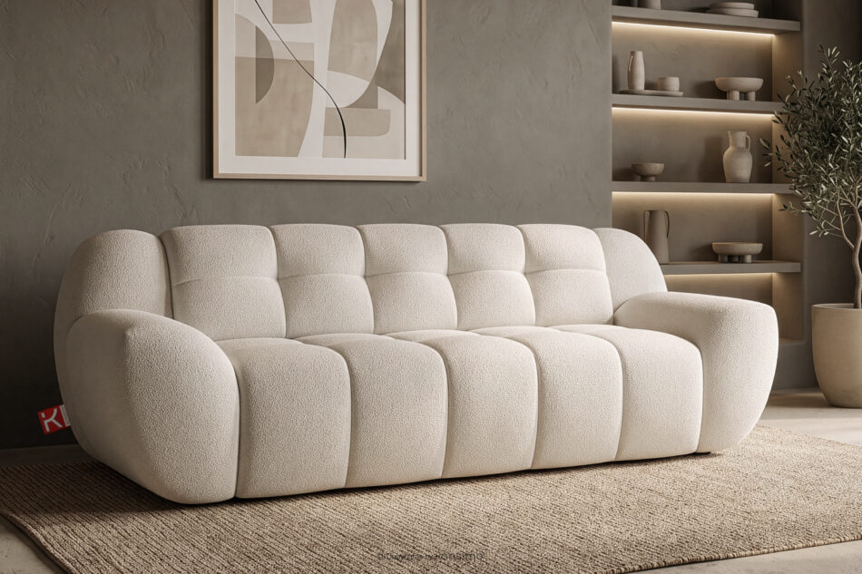 BALU Sofa trzyosobowa z funkcją spania na stelażu włoskim w stylu japandi biały biały - zdjęcie 18