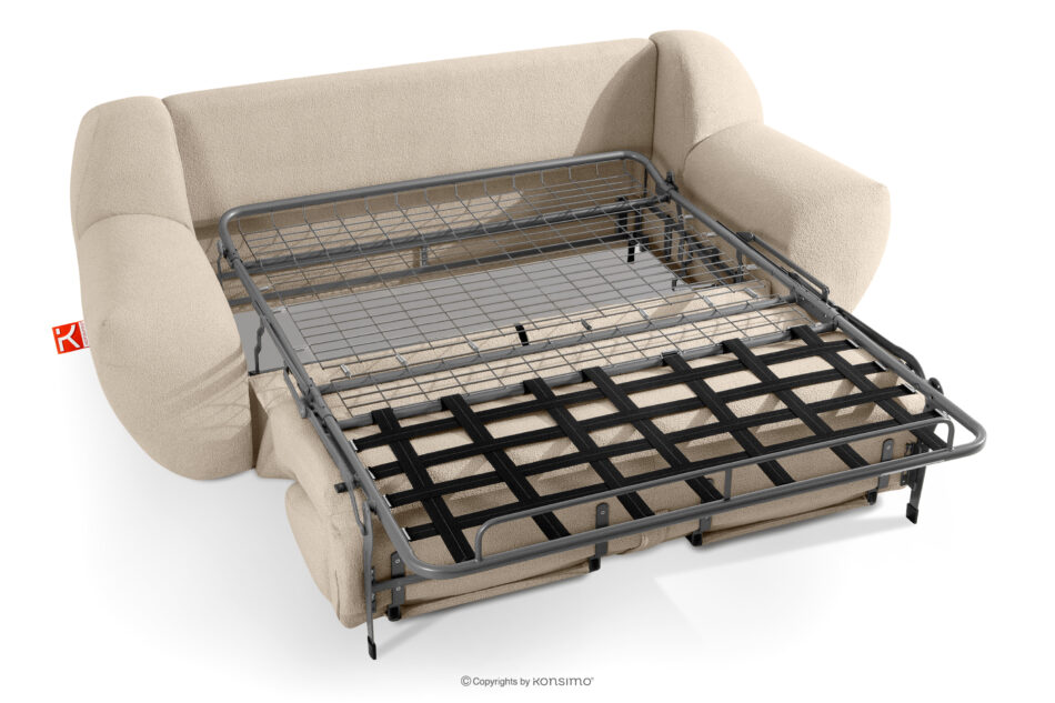 BALU Sofa trzyosobowa z funkcją spania na stelażu włoskim w stylu japandi beżowy beżowy - zdjęcie 5