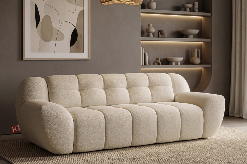 BALU Sofa trzyosobowa z funkcją spania na stelażu włoskim w stylu japandi jasny beżowy jasny beżowy - zdjęcie 18