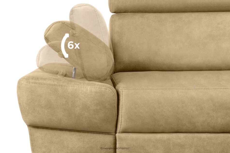 RATLO Narożnik z funkcją spania w tkaninie skóropodobnej piaskowy prawy piaskowy - zdjęcie 6