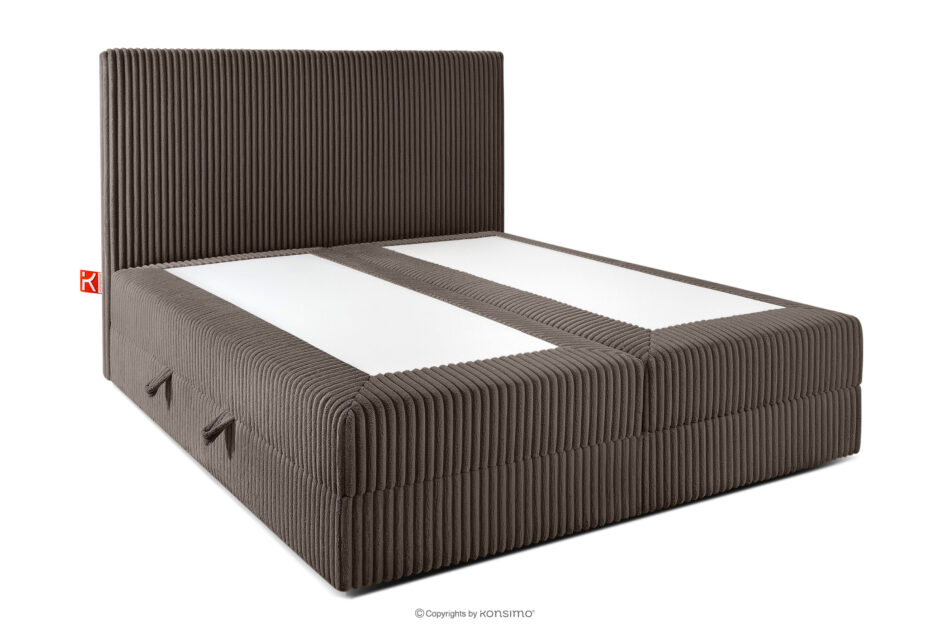 STRIX PRO Łóżko kontynentalne średniotwarde 140 cm podwójny materac + topper HR tkanina sztruks brązowy brązowy - zdjęcie 3