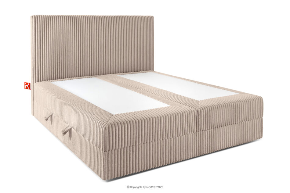 STRIX PRO Łóżko kontynentalne twarde 140 cm podwójny materac + topper Visco tkanina sztruks taupe taupe - zdjęcie 3