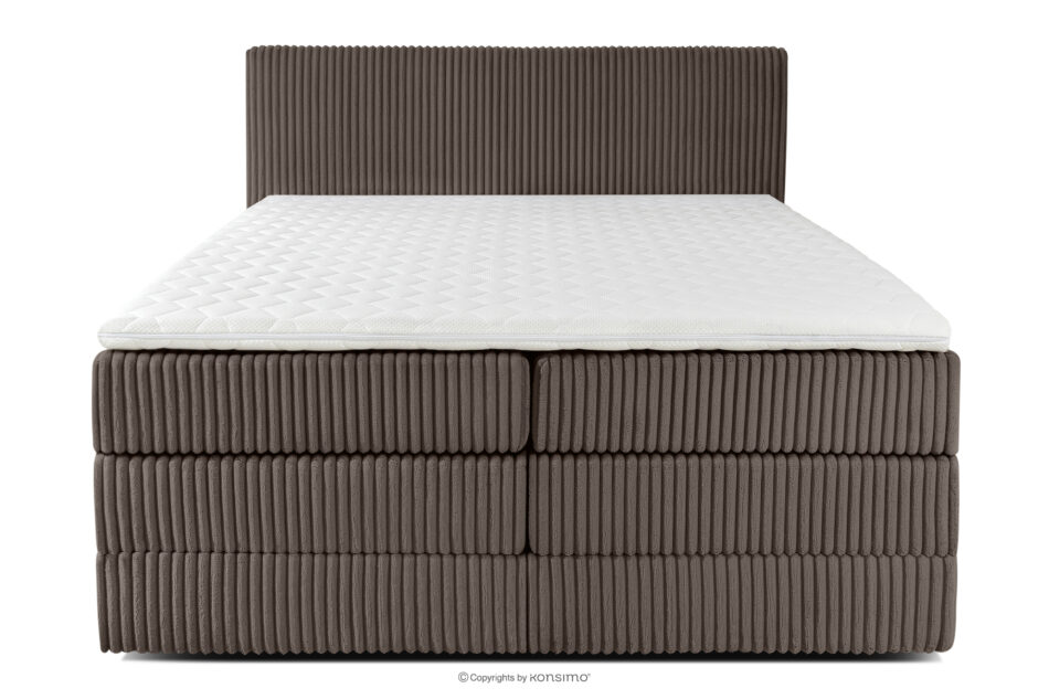 STRIX PRO Łóżko kontynentalne średniotwarde 160 cm podwójny materac + topper HR tkanina sztruks brązowy brązowy - zdjęcie 4