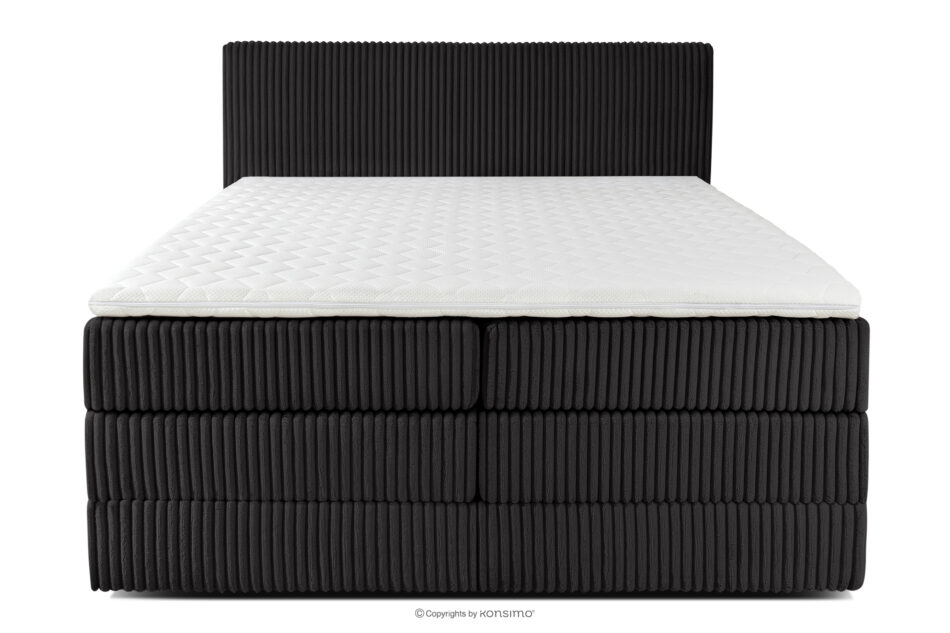 STRIX PRO Łóżko kontynentalne średniotwarde 160 cm podwójny materac + topper Visco tkanina sztruks czarny czarny - zdjęcie 4