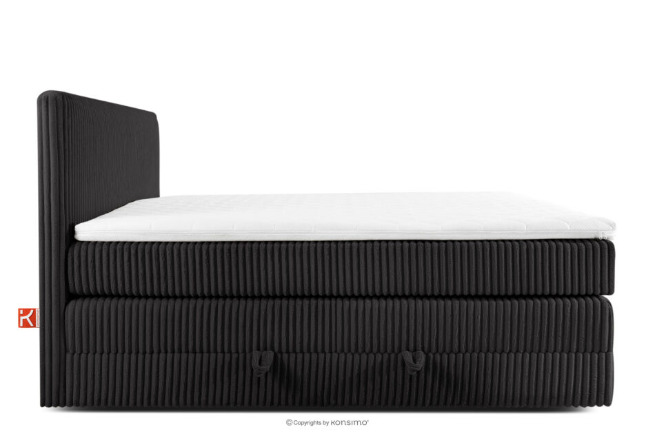 STRIX PRO Łóżko kontynentalne średniotwarde 160 cm podwójny materac + topper Visco tkanina sztruks czarny czarny - zdjęcie 5