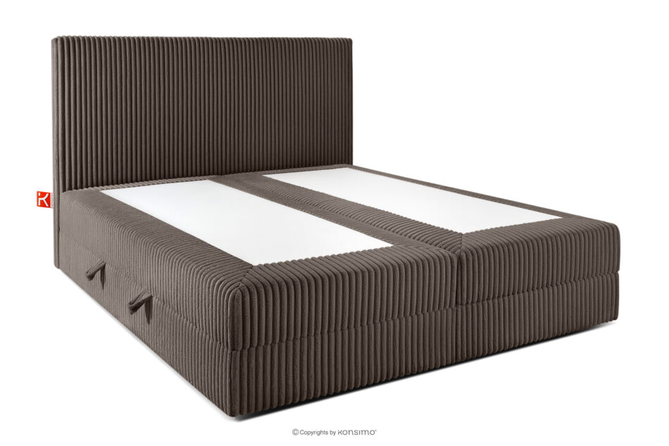 STRIX PRO Łóżko kontynentalne średniotwarde 160 cm podwójny materac + topper Visco tkanina sztruks brązowy brązowy - zdjęcie 3
