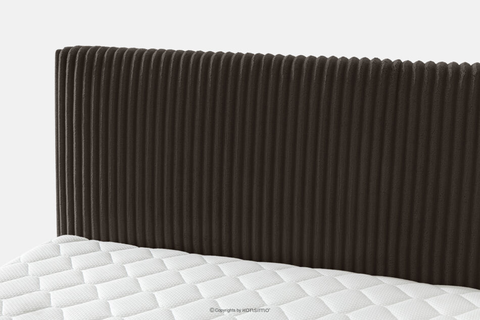 STRIX PRO Łóżko kontynentalne średniotwarde 160 cm podwójny materac + topper Visco tkanina sztruks ciemny brązowy ciemny brązowy - zdjęcie 9
