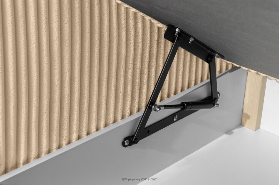 STRIX PRO Łóżko kontynentalne twarde 160 cm podwójny materac + topper Visco tkanina sztruks piaskowy piaskowy - zdjęcie 14