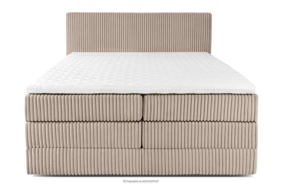 STRIX PRO Łóżko kontynentalne twarde 160 cm podwójny materac + topper Visco tkanina sztruks taupe taupe - zdjęcie 4