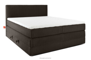 STRIX PRO, https://konsimo.pl/kolekcja/strix-pro/ Łóżko kontynentalne średniotwarde 180 cm podwójny materac + topper HR tkanina sztruks ciemny brązowy ciemny brązowy - zdjęcie