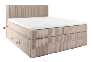 STRIX PRO, https://konsimo.pl/kolekcja/strix-pro/ Łóżko kontynentalne średniotwarde 180 cm podwójny materac + topper HR tkanina sztruks taupe taupe - zdjęcie